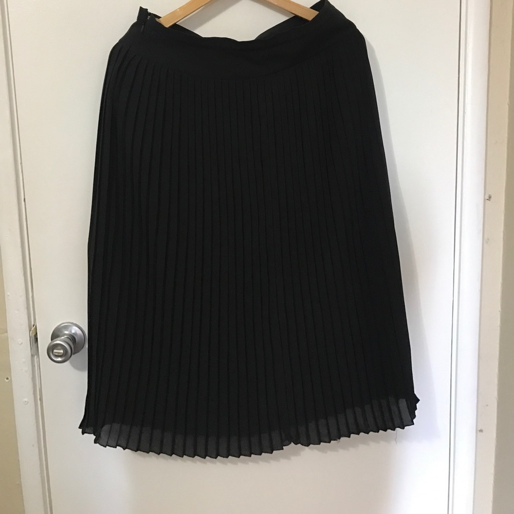 J. Crew Black Pleated Midi Skirt
